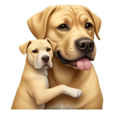 American bully and Golden Labrador retriever hug  sticker