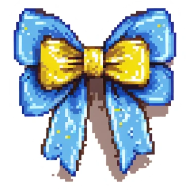 small cute blue ribbon bow pixel art sticker