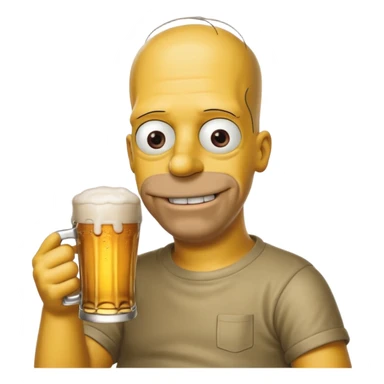 homer simpson no hair  smiling with a beer sticker