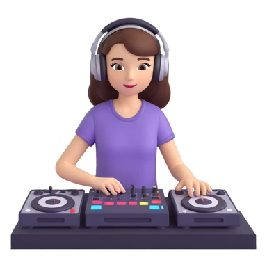girl playing DJ set sticker