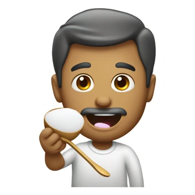 Man eating sugar with a spoon holding a lighter under the spoon sticker