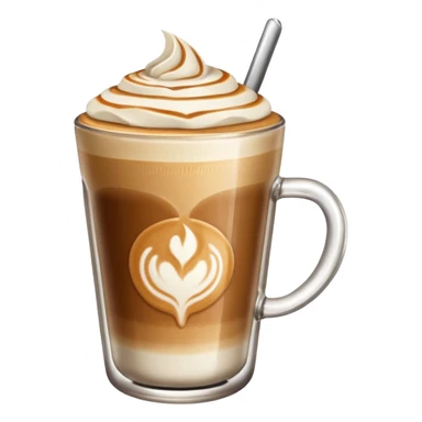 A glass of latte with latte art  sticker