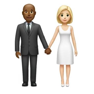 Bald black man holding hands with a white brunette woman sticker