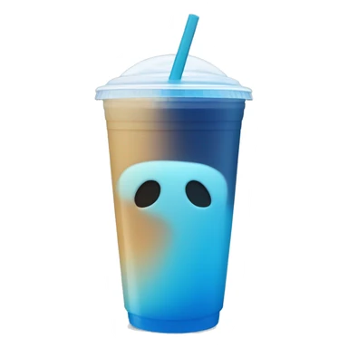 Light to dark blue ombré drink in plastic cup with a straw and lid with no face just a cup sticker