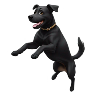 Black dog jumping sticker