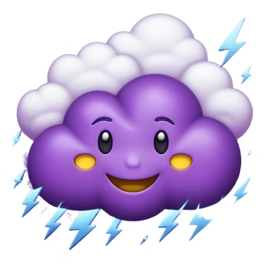 Purple emoji with clouds with thunder sticker
