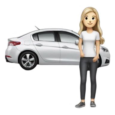 White peugeot 408 with girl sticker