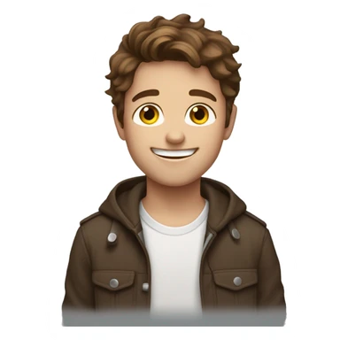 A Happy brown haired boy with minimalistic silverearings sticker