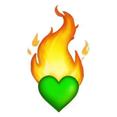 Burning green heart sticker