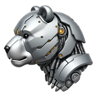 Cyborg bear drawn in profile sticker