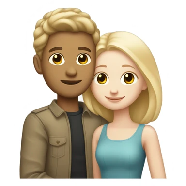 A handsome light skin guy hugging a pale skin girl sticker