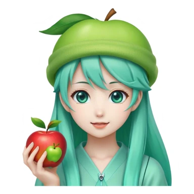 miku emoji hatsune miku. realistic apple emoji style. sticker