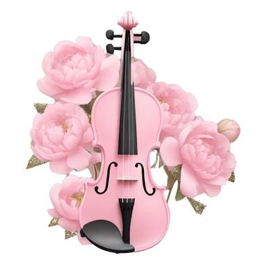 soft pastel pink violin with peonies and glitter sticker