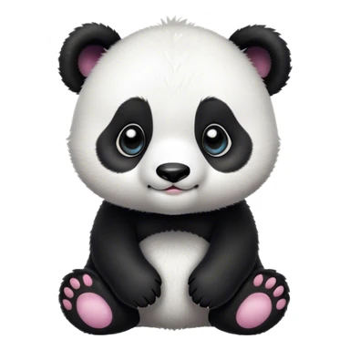 Cinematic Cute Baby Panda Portrait Emoji, Head tilted playfully and inquisitively, featuring an irresistibly fluffy, black and white Fur with an extra dose of cuddliness, round, sparkling eyes filled with boundless curiosity, Simplified yet adorably endearing features, highly detailed, glowing with a warm, friendly glow, high shine, affectionate and playful, stylized with a touch of playful charm, bright and heartwarming, soft glowing outline, capturing the essence of a mischievous yet loving baby panda, so playful it feels like it could tumble out of the screen into your arms! sticker