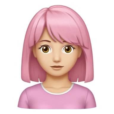 Uma garota de cabelos castanhos escovados médios, side bangs jogada para a direita, uma blusa branca estilo anos 2000 com detalhes em renda óculos com armação douradas e lábios rosados sticker