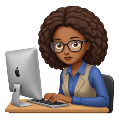 black woman working on a computer sticker
