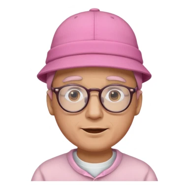 man with glasess wear pink hat  sticker