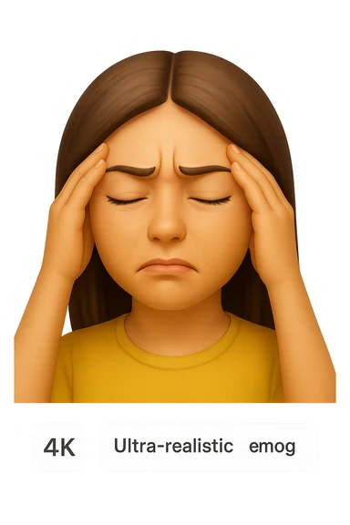 emoji stile iphone di donna con mal di testa, iperrealistico 4k sticker