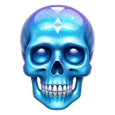 glitter azul skull crystal sticker