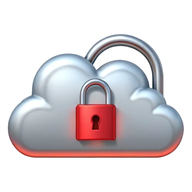 a cloud with a red glowing closed padlock sticker