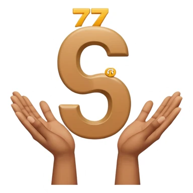 Two open separate hands. The one on the left has the number 6 on top of it floating and the other one has 7 on top of it floating sticker