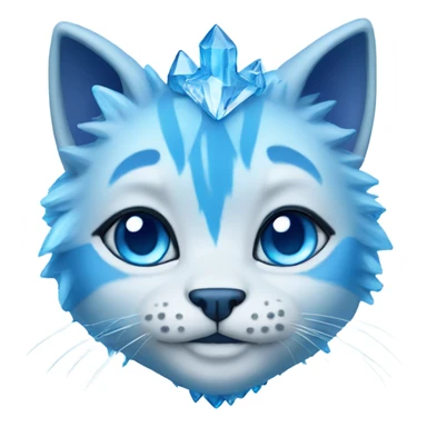A blue frozen cat with blue crystals on it sticker