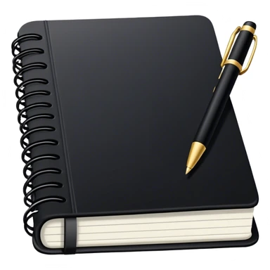 Black notebook and pen sticker