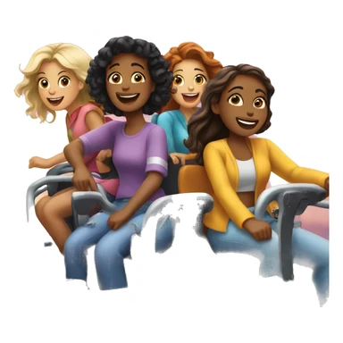 four girl best friends on a rollercoaster  sticker