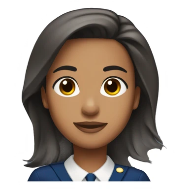 flight attendant with black hair brown skin brown eyes straight hair and dark blue scarf sticker