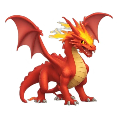 huge red Dragon Pokemon with fire four legs two arms sticker