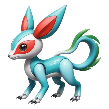 Shiny Colorful Futuristic Cyber-Vernid-Trico-Meloetta-Latias-Koraidon-Peppercat-Protogen-Pokémon-Digimon-Fakémon-fusion-hybrid-creature sticker