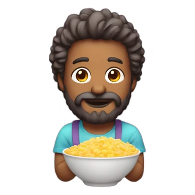 hombre pelo canoso con barba comiendo pastel sticker