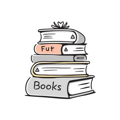 a stack of books with visible covers and spines, in pastel colors dd9fb0, ffc6d3, a3bfc9, c4bee2, f1b091, detailed hand-drawn doodle style sticker