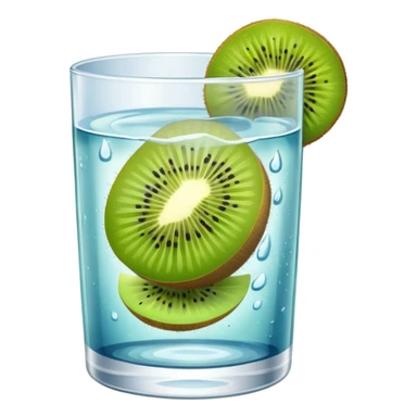 glass of water with kiwi slices sticker