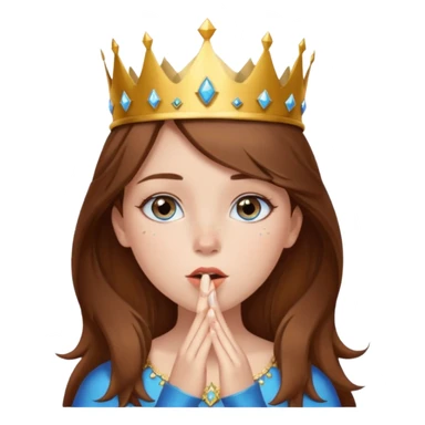 a girl with brown hair, blue eyes and freckles, who wears a crown and is blowing a kiss sticker