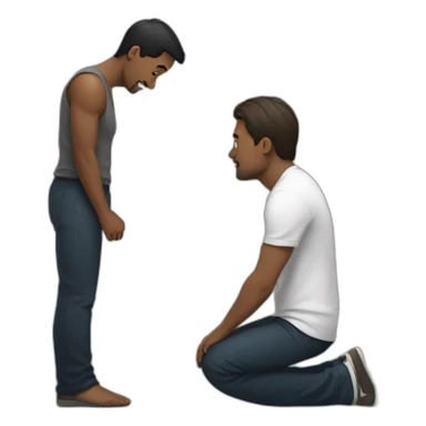 man on knees facing man sticker