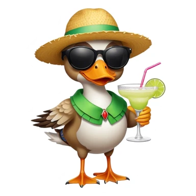 Sassy Duck wearing sunglasses drinking a margarita  sticker