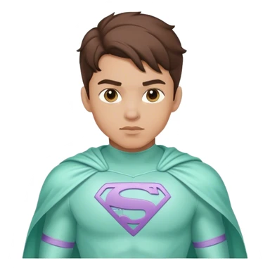 light skin brunette young man superhero in pastel mint super hero costume  sticker