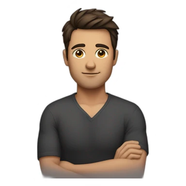 the brunette man crosses his arms on his chest sticker