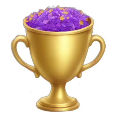 golden cup surrounded by purple confetti sticker
