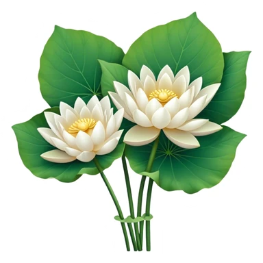 bouquet white Nymphaea lotus,stem, lotus leaf sticker