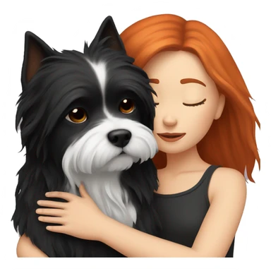 red-haired girl , sleep with a maltese black dog sticker