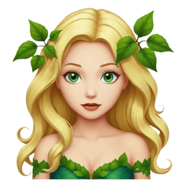 Poison ivy emoji with blonde hair and blue eyes to show she is beautiful and toxic sticker