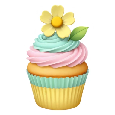 Spring pastel cupcake with yellow flower sticker