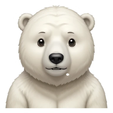 Make a humanoid polar bear shrugging, he must look doubtful, showing only from chest above, no legs sticker