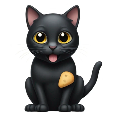 black cat with mouse in mouth sticker