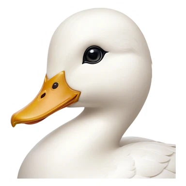 Cinematic Noble White Duck Portrait Emoji, Poised and regal, with a sleek, streamlined build and a pristine, well-groomed pure white plumage, deep-set soulful bright eyes, Simplified yet sharp and sophisticated features, highly detailed, glowing with a soft, dignified glow, high shine, intelligent and graceful, stylized with an air of aquatic elegance, focused and attentive, soft glowing outline, capturing the essence of a watchful and confident waterfowl, so majestic it feels as though it could glide out of the screen with effortless authority! sticker