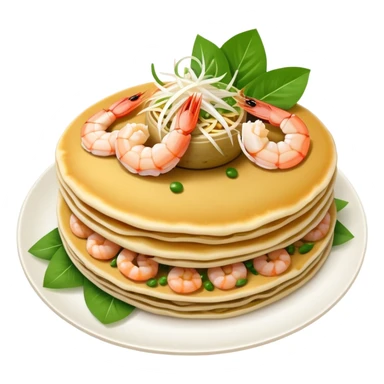 Cinematic Realistic B√°nh x√®o Dish Emoji, depicted as a crispy Vietnamese pancake filled with shrimp, pork, and bean sprouts rendered with dynamic textures and vibrant, appetizing lighting. sticker