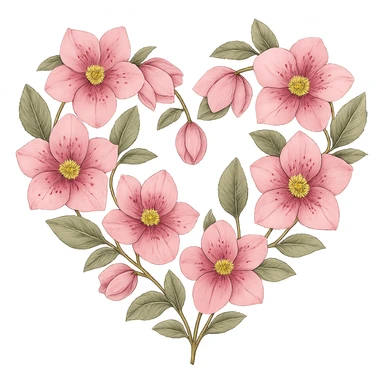 pink christmas rose heart,, remove background sticker