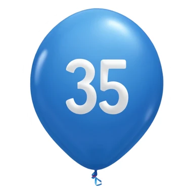 A blue balloon with the 35 number on it  sticker